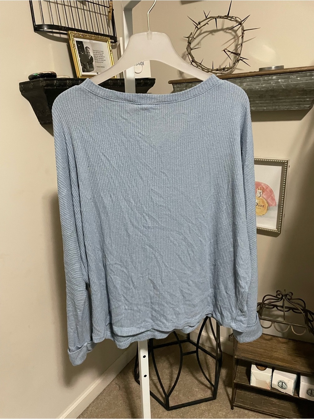 Caslon Pale Blue Ribbed Crewneck Top - Picture 4 of 7
